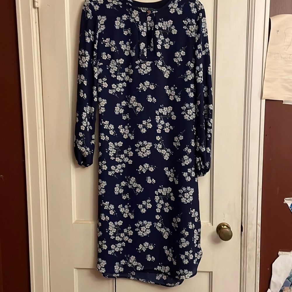 Lauren Ralph Lauren Blue Floral Midi Dress